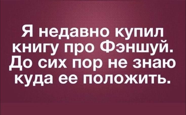 Я недавно купил книгу про Фэншуй. До сих пор не знаю куда ее положить.