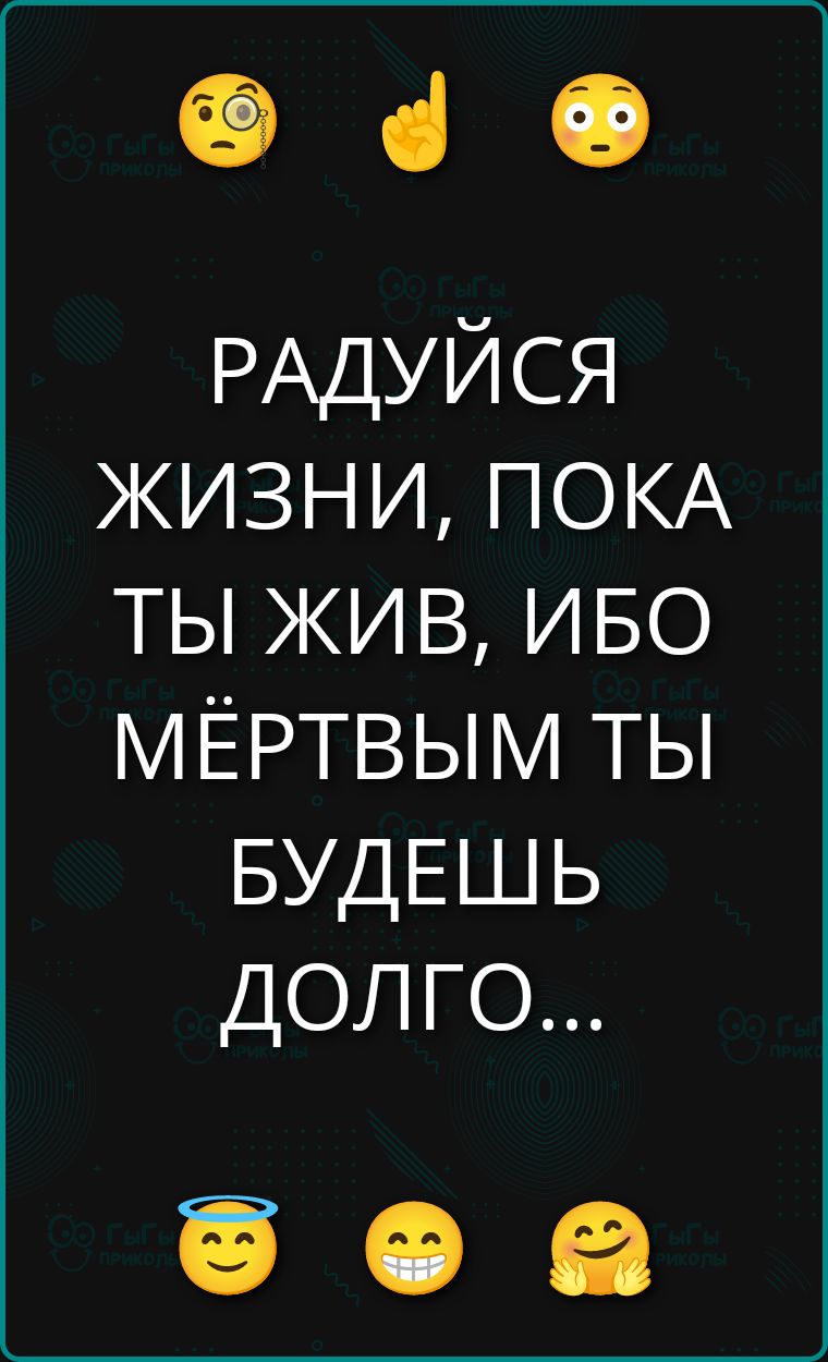РАДУЙСЯ ЖИЗНИ, ПОКА ТЫ ЖИВ, ИБО МЁРТВЫМ ТЫ БУДЕШЬ ДОЛГО...