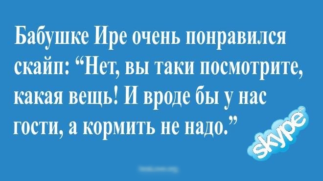 Бабушке Ире очень понравился скайп Нет вы таки посмотрите какая вещь И вроде бы у нас гости и кормить ненадо