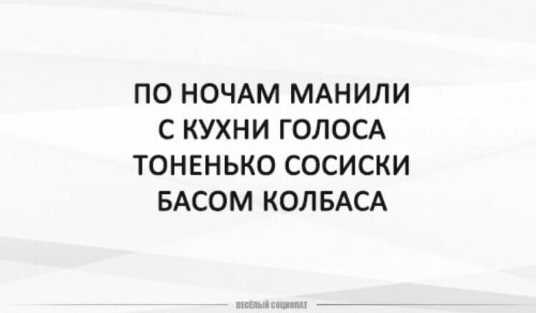 ПО НОЧАМ МАНИЛИ С КУХНИ ГОЛОСА ТОНЕНЬКО СОСИСКИ БАСОМ КОЛБАСА