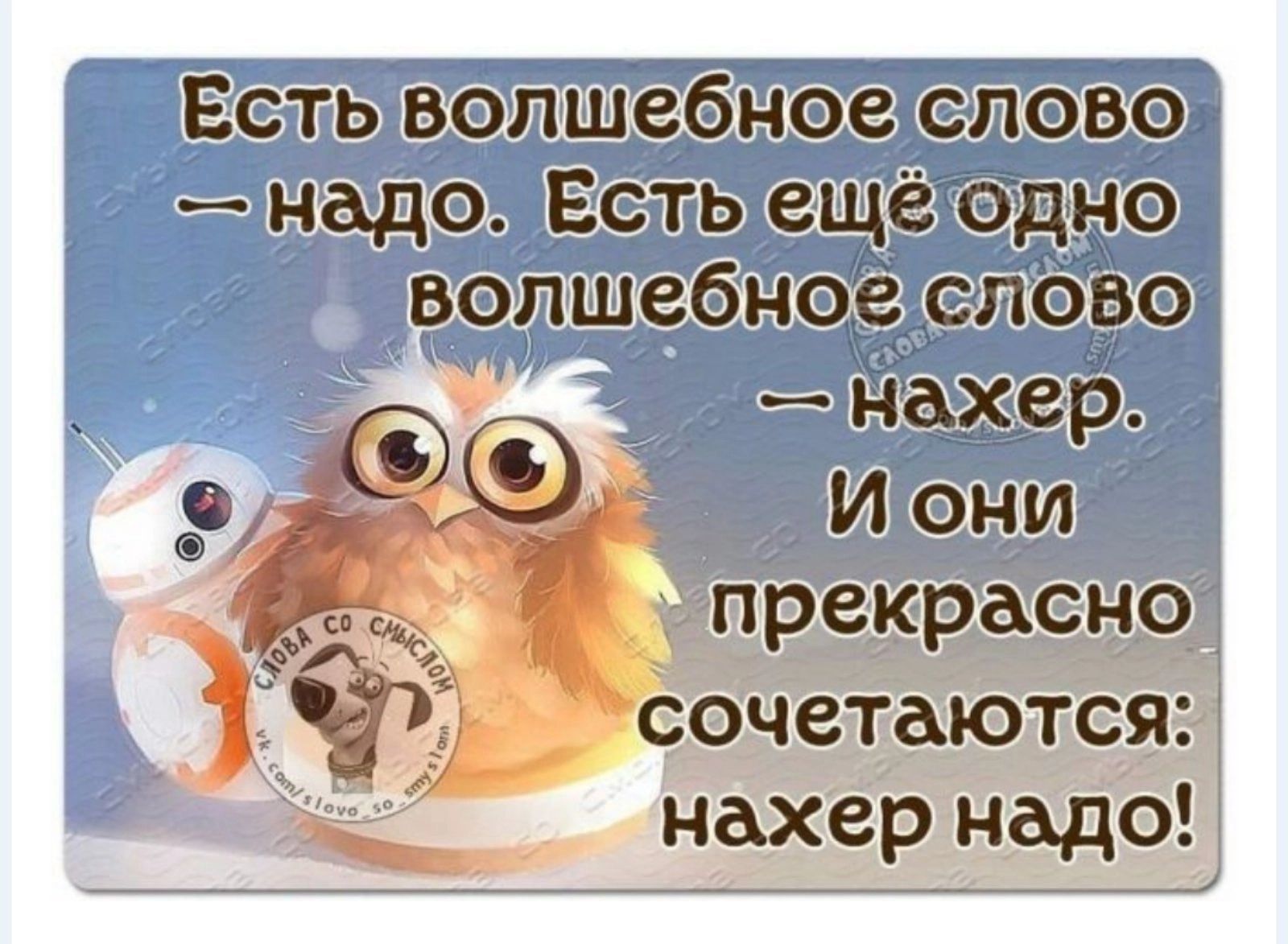 Есть волшебное слово надо Есть ещёбдно волшебное влево нахер Э И они прекрасно сочетаются нахертнадоі