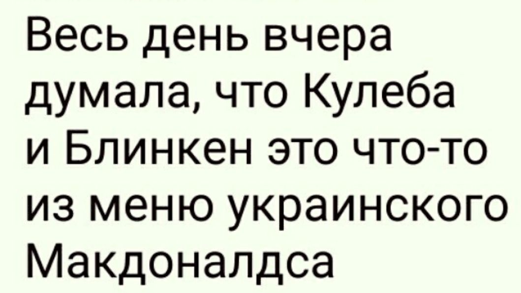 Весь день вчера думала что Кулеба и Блинкен это что то из меню украинского Макдоналдса