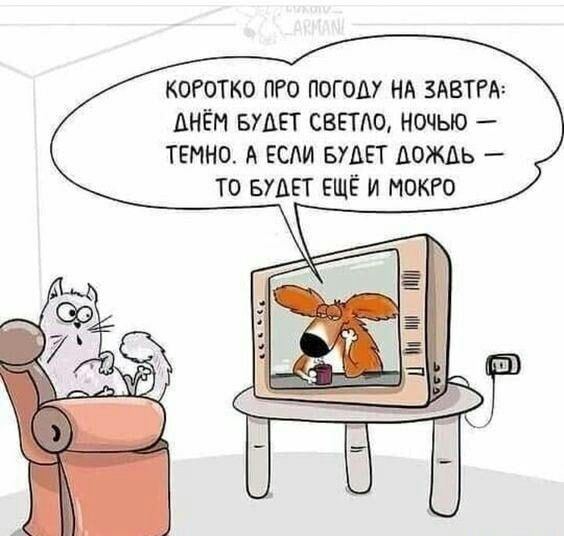 КОРОТКО пго ПОГОДУ НА 3АБТРА ДНЁМ БУДЕТ СВЕТЮ НОЧЬЮ ТЕМНО А ЕСАИ БУДЕТ ДОЖДЬ ТО БУДЕТ ЕЩЁ И НОКРО
