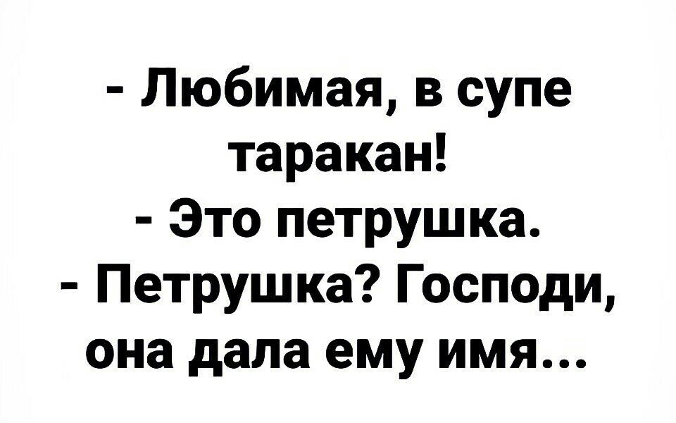 Любимая в супе таракан Это петрушка Петрушка Господи она дала ему имя