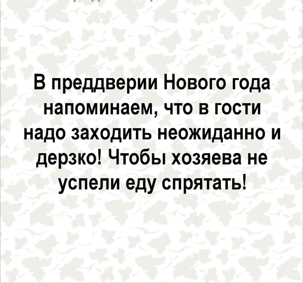 В предверии Нового года напоминаем что в гости надо заходить неожиданно и дерзко Чтобы хозяева не успели еду спрятать