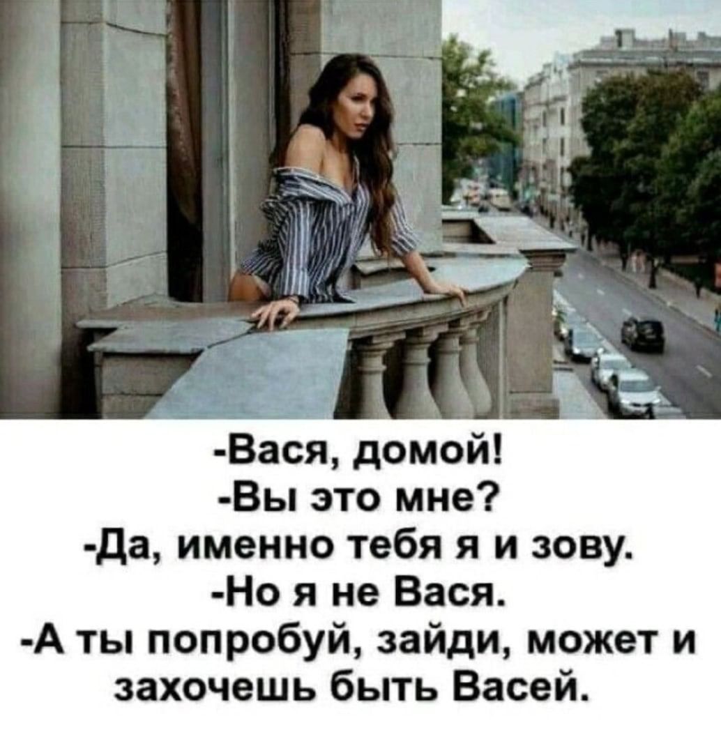 Вася домой Вы это мне да именно тебя я и зову Но я не Вася А ты попробуй зайди может и захочешь быть Васвй