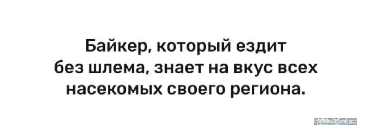 Байкер который ездит без шлема знает на вкус всех насекомых своего региона