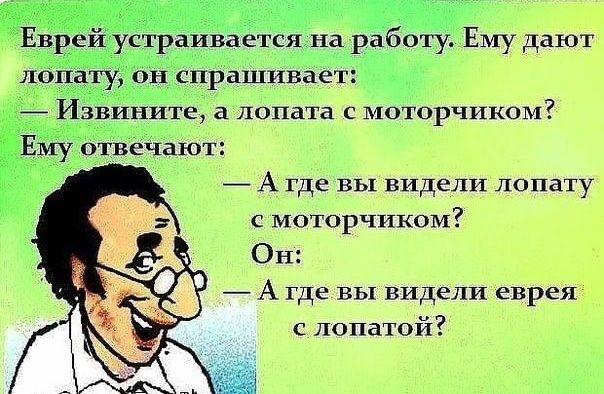 стращнетсяйна ра оту Ему дают А __ азуците а лопата с моторчиком А где вы видели лопату моторчиком 0 н А где вы видели еврея с лопатой