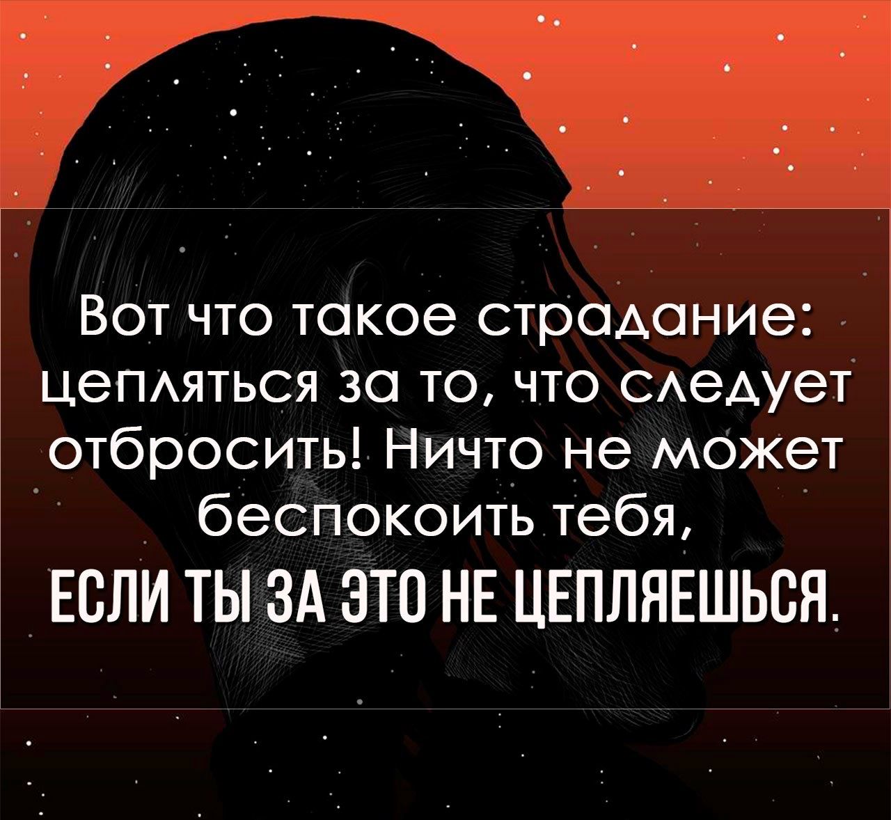 Вот что такое страдание цепляться за то что следует отбросить Ничто не может беспокоить тебя ЕСЛИ ТЫ ЗА ЭТО НЕ ЦЕПЛЯЕШЬСЯ