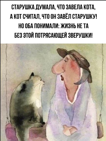 СТАРУШКА ДУМАЛА, ЧТО ЗАВЕЛА КОТА, А КОТ СЧИТАЛ, ЧТО ОН ЗАВЁЛ СТАРУШКУ! НО ОБА ПОНИМАЛИ: ЖИЗНЬ НЕ ТА БЕЗ ЭТОЙ ПОТРЯСАЮЩЕЙ ЗВЕРУШКИ!