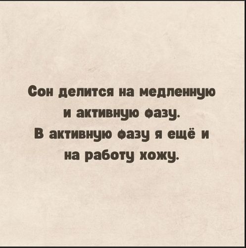 Сон делится на медленную и активную фазу.
В активную фазу я ещё и на работу хожу.