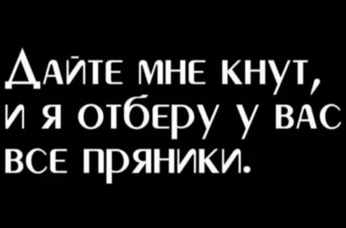Дайте мне кнут, и я отберу у вас все пряники.