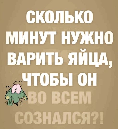 СКОЛЬКО МИНУТ НУЖНО ВАРИТЬ ЯЙЦА, ЧТОБЫ ОН ВО ВСЕМ СОЗНАЛСЯ?!