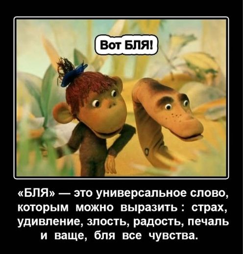 «БЛЯ» — это универсальное слово, которым можно выразить: страх, удивление, злость, радость, печаль и ваши все чувства.