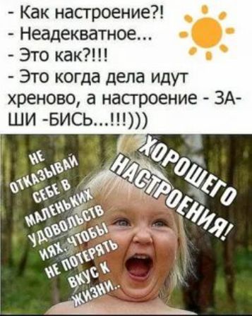 Как насгроение Неадекватное Это как Это когда дела идут хреново а настроение ЗА ШИ БИСЬ