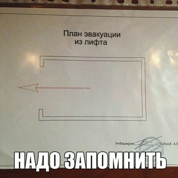 Пйан эвакуации из лифта