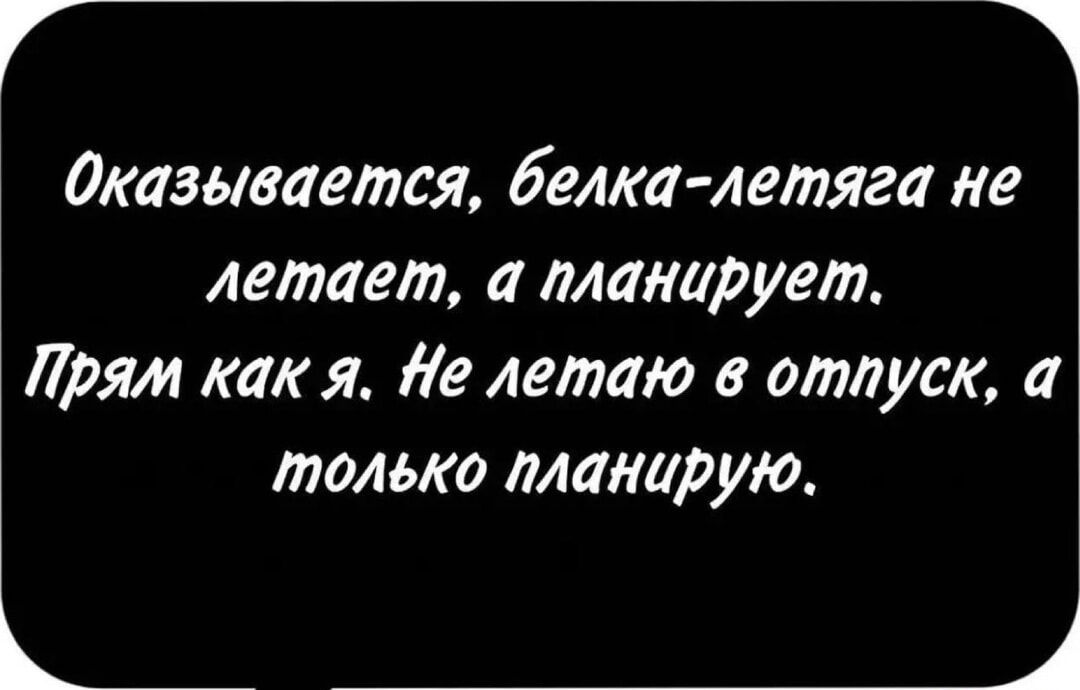 Оказывается, белка-летяга не летает, а планирует. Прям как я. Не летаю в отпуск, а только планирую.