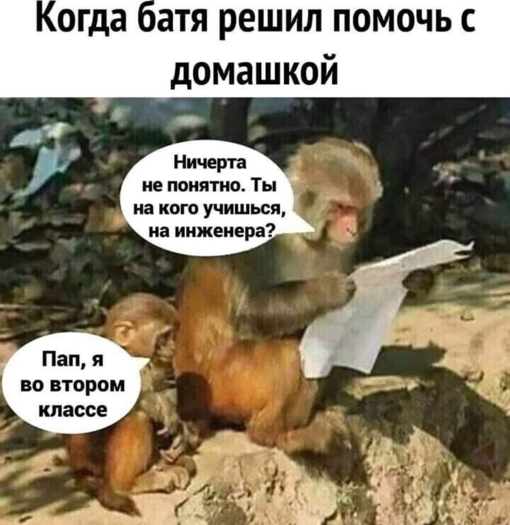 Когда батя решил помочь с домашкой

Ничерта не понятно. Ты на кого учишься, на инженера?

Пап, я во втором классе