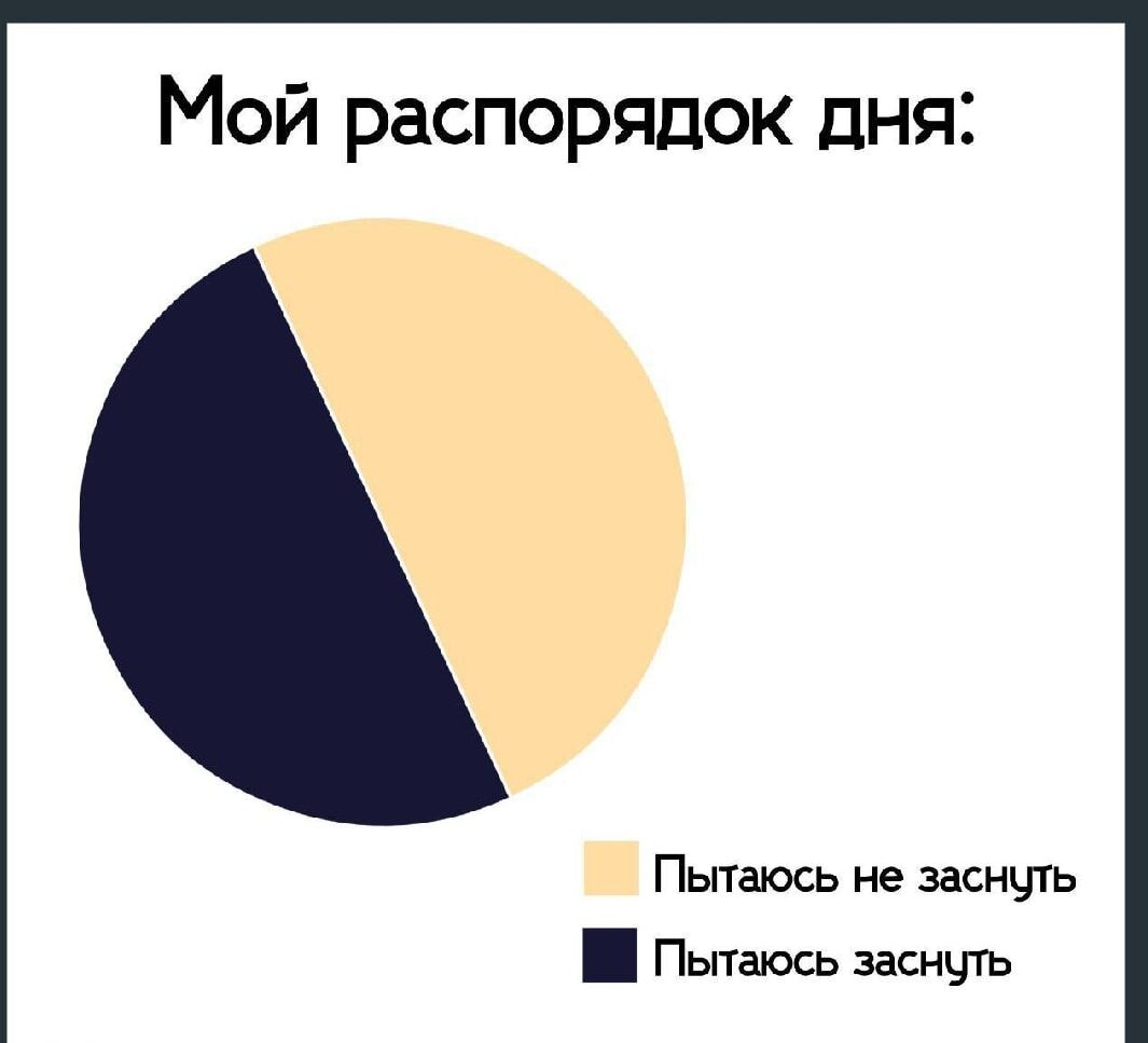 Мой распорядок дня:

**Пытаюсь не заснуть** (жёлтый)
**Пытаюсь заснуть** (чёрный)
