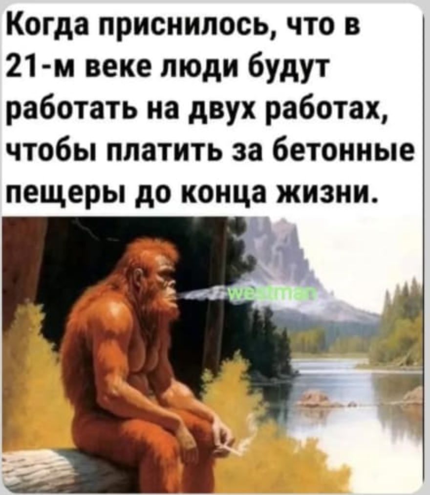 Когда приснилось, что в 21-м веке люди будут работать на двух работах, чтобы платить за бетонные пещеры до конца жизни.