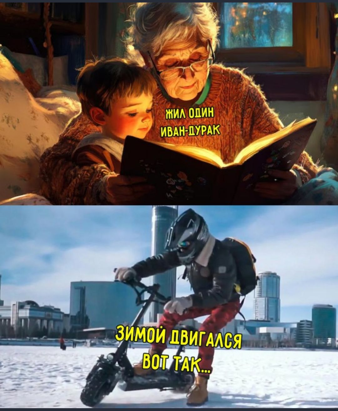 жил один Иван-дурак. Зимой ездился вот так...