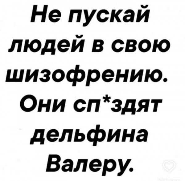 Не пускай людей в свою шизофрению Они спздят дельфина Валеру