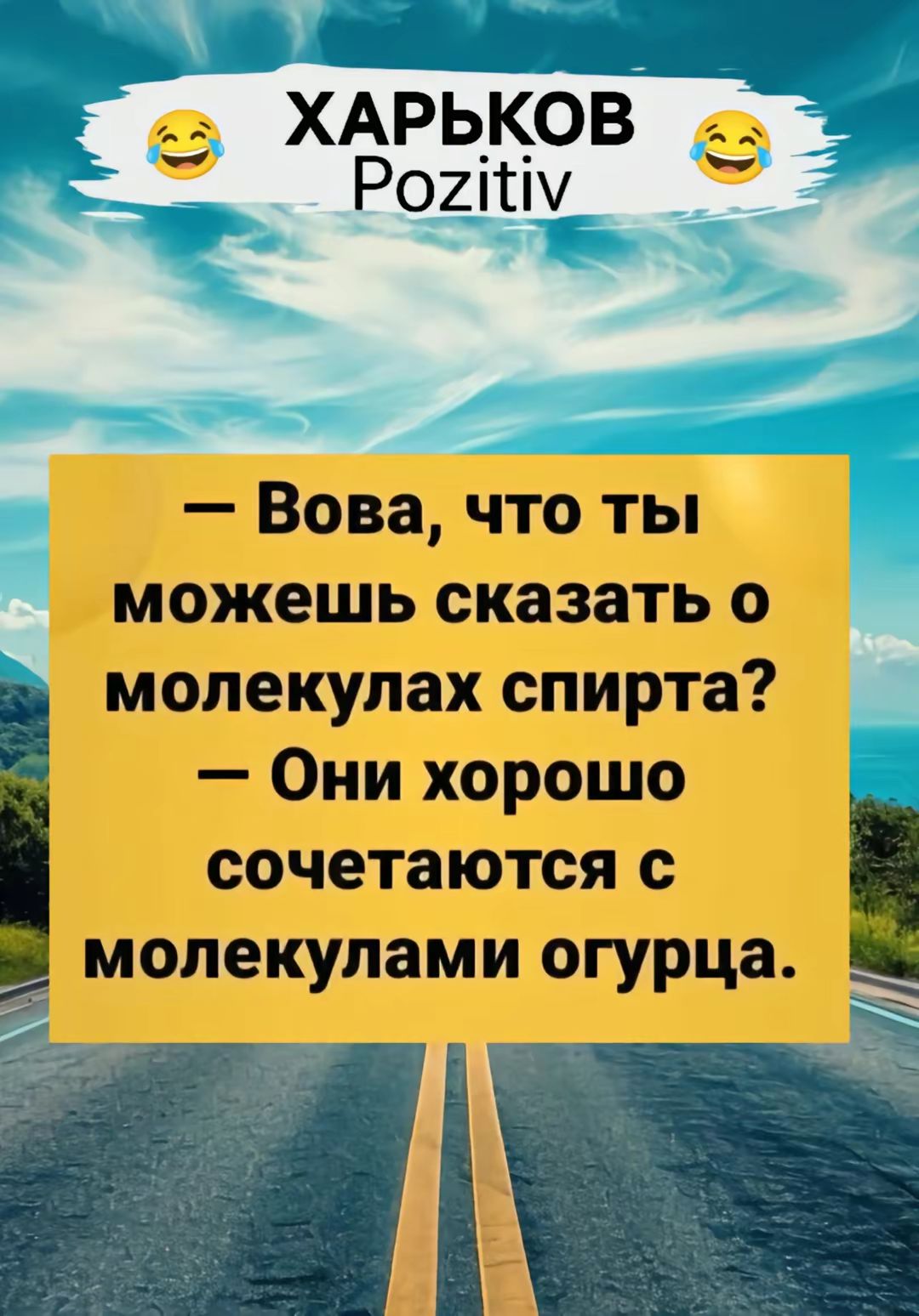 — Вова, что ты можешь сказать о молекулах спирта? — Они хорошо сочетаются с молекулами огурца.