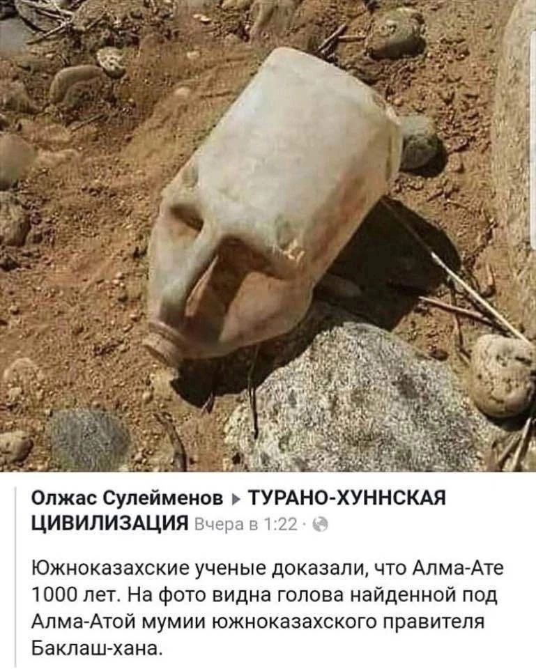Олжас Сулейменов ТУРАНСЬХУННСКАЯ ЦИВИЛИЗАЦИЯ Южноказахские ученые доказали что Алма Ата 1000 лет На ФОТО видна голова найденной под АлмачАтой мумии южноказахского правтелп Бакпащхана