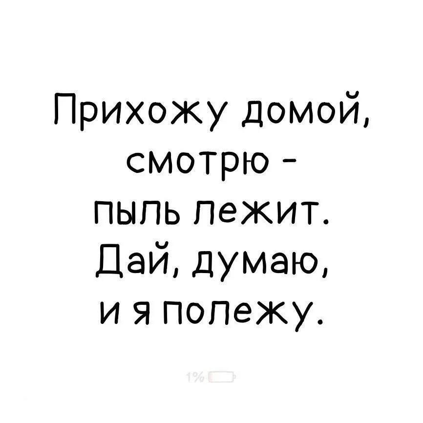 Прихожу домой смотрю пыль лежит Дай думаю и я полежу