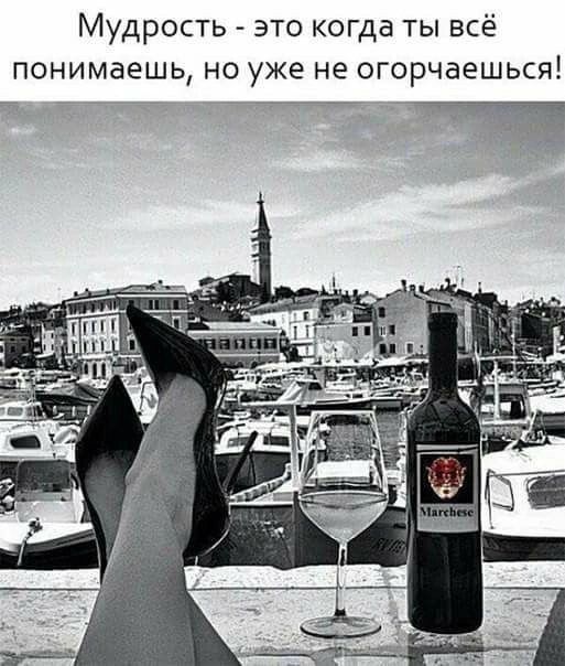 Мудрость - это когда ты всё понимаешь, но уже не огорчаешься!