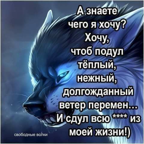 А знаете чего я хочу Хочу чтоб пбдуп тёплый в нежный ж 4долгожданный ветер пеаемен и сдуп всюъ из моей жизни _ 1