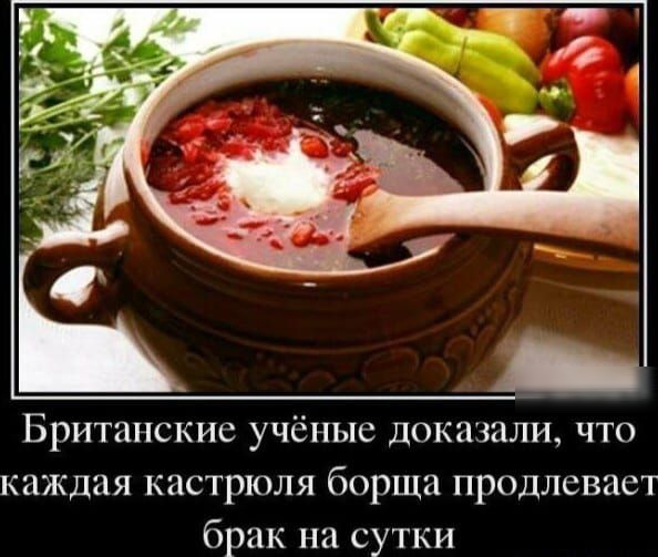 Британские учёные доказали что каждая кастрюля борща продлевает брак на сутки