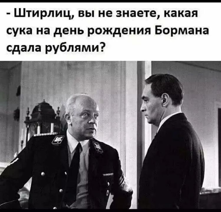 Штирлиц вы не знаете какая сука на день рождения Бормана сдала рублями