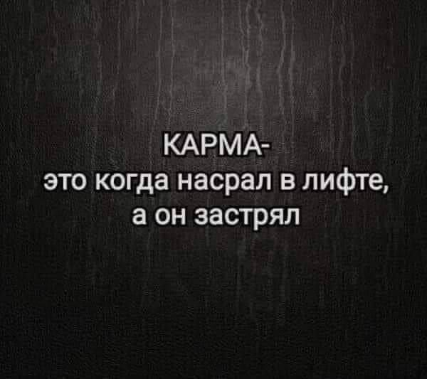 КАРМА это когда насрал в лифте а он застрял