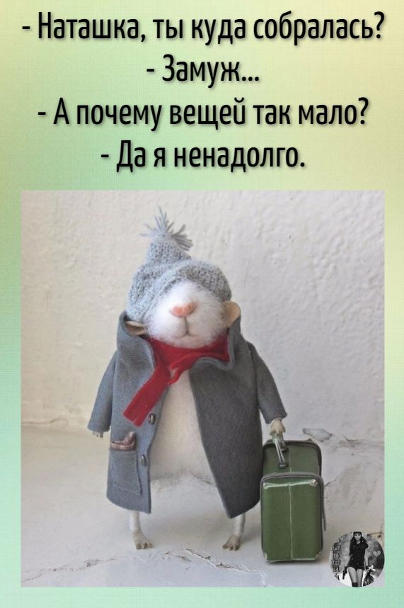 Наташка ты куда собралась Замуж А почему вещей так мало Да я ненадолго