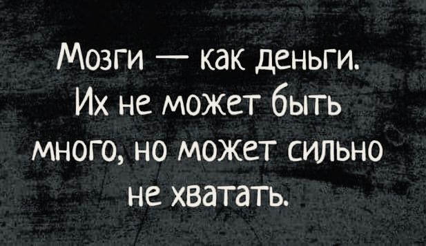 Мозги — как деньги. Их не может быть много, но может сильно не хватать.