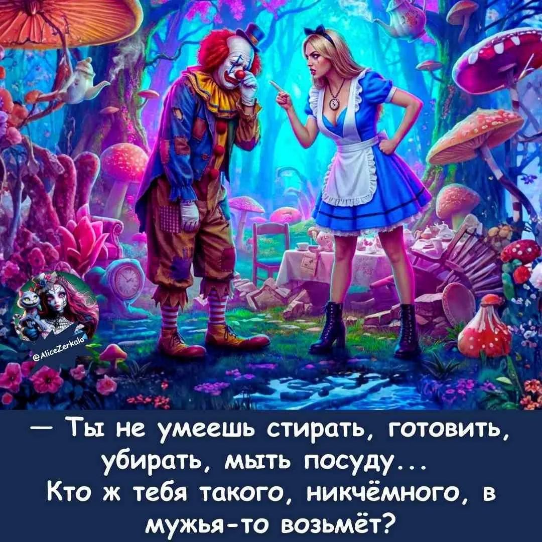 — Ты не умеешь стирать, готовить, убирать, мыть посуду... Кто же такого никчёмного, в мужа-то возьмёт?