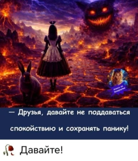 — Друзья, давайте не поддаваться спокойствию и сохранять панику! Давайте!