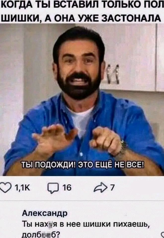 КОГДА ТЫ ВСТАВИЛ ТОЛЬКО ПОП ШИШКИ А ОНА УЖЕ ЗАСТОНАЛА Отк 5116 7 Александр ТЫ нах я В нее ШИШКИ пихаешь допб дб