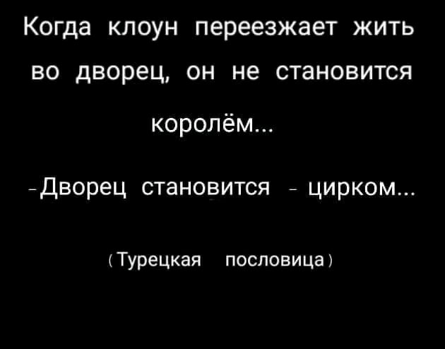 Когда клоун переезжает жить 80 Дворец ОН не становится королём едворец становится цирком Турецкая пословицы