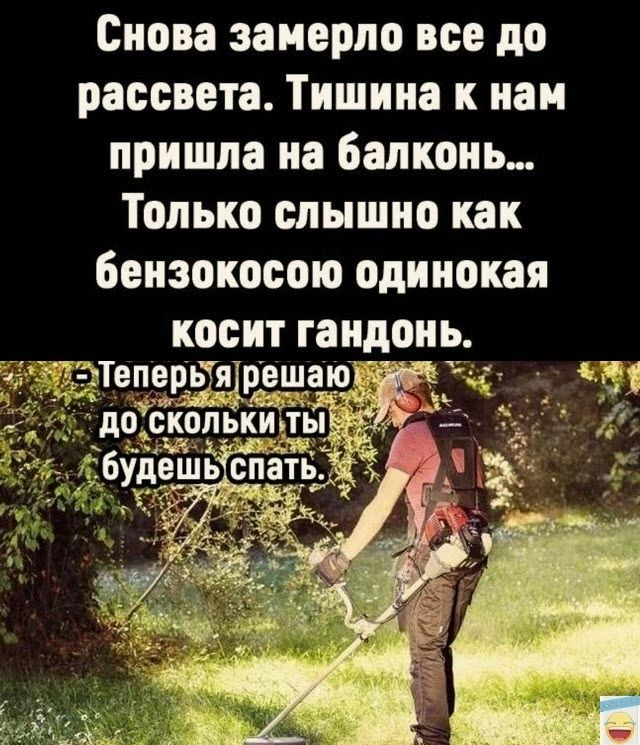 Снова замерло все до рассвета Тишина к нам пришла на балконы Топько слышно как бензокосою одинокая косит ГЗЦДОНЬ Топодь яірощ дайв Ё