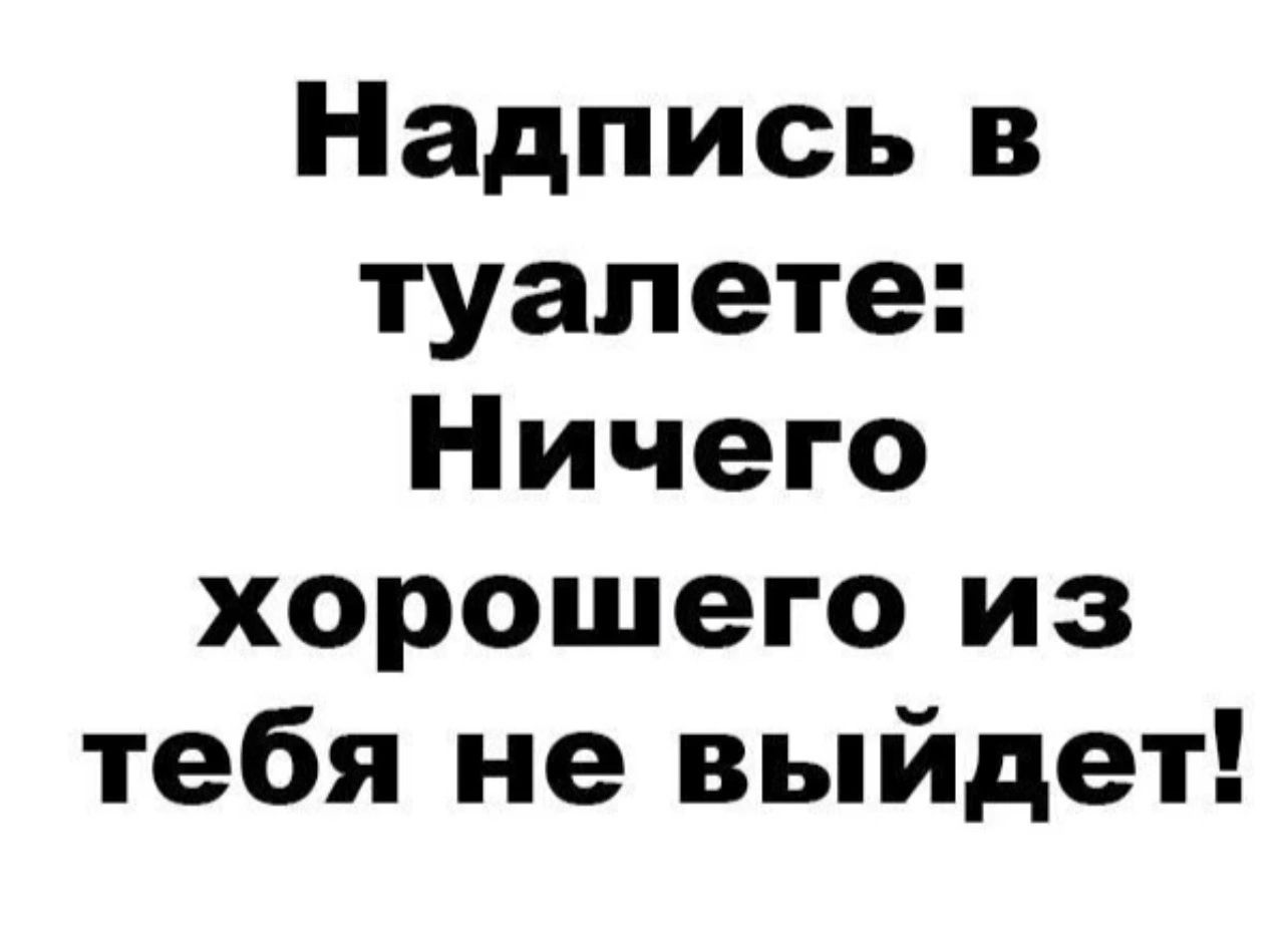 Надпись в туалете Ничего хорошего из тебя не выйдет