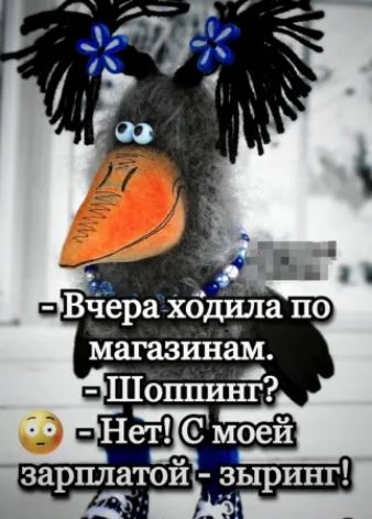 - Вчера ходила по магазинам. 
- Шопинг? 
- Нет! С моей зарплатой - зыринг!