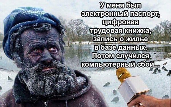 У меня был электронный паспорт цифровая трудовая книжка запись о жилье в базе данных. Потом случился компьютерный сбой...