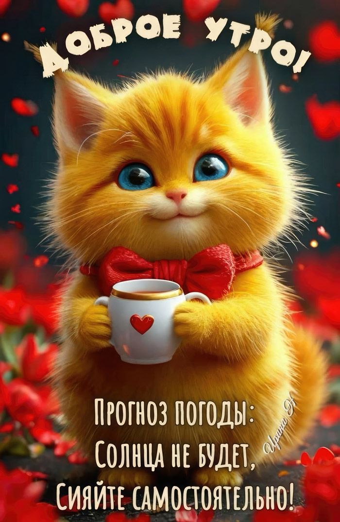 ДОБРОЕ УТРО!
Прогноз погоды: Солнца не будет, Сияйте самостоятельно!