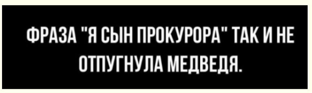 ФРАЗА П СЫН ПРОКУРПРА ТАК И НЕ ОТПУГНУЛА МЕДВЕДЯ