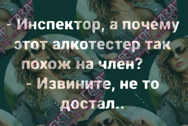 Инспектор, а почему этот алкотестер так похож начлен?  Извините, не то достал..