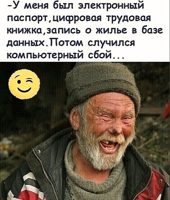 У меня был электронный паспортцисрровая трудовая книжкадапись о жилье в базе данныхПотом случился компьютерный сбой