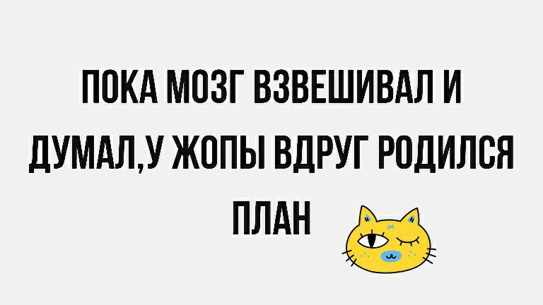 ПОКА МОЗГ ВЗВЕШИВАЛ И дУМАЛУ ЖОПЫ ВДРУГ РОДИЛСЯ ПЛАН