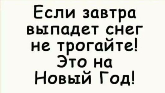 Если завтра выпадет снег не трогайте Это на Новый Год